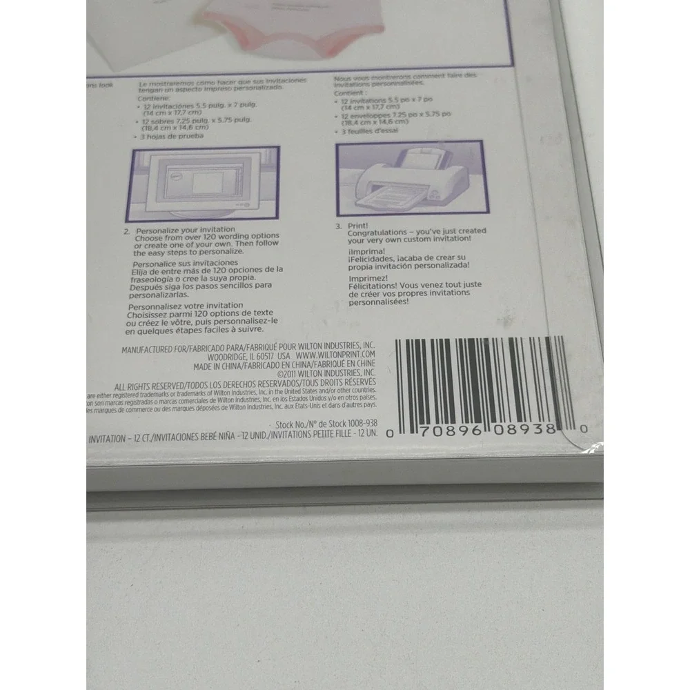 Wilton Baby Shower Invitations Pink Bodysuit Printable 12 Count 1008-938 NEW